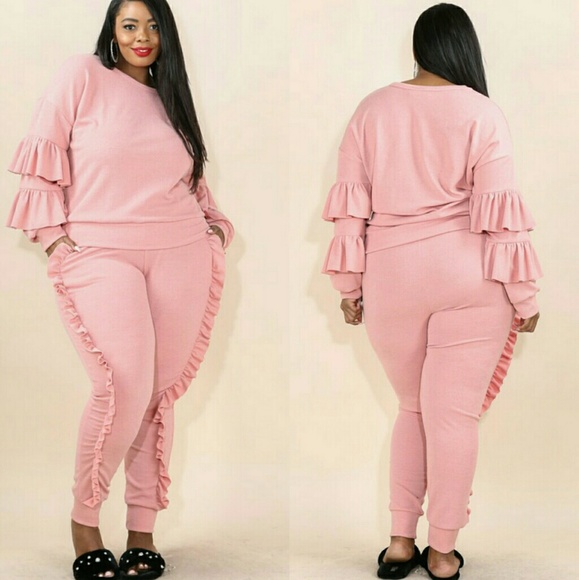 2 piece ruffle sweatsuit